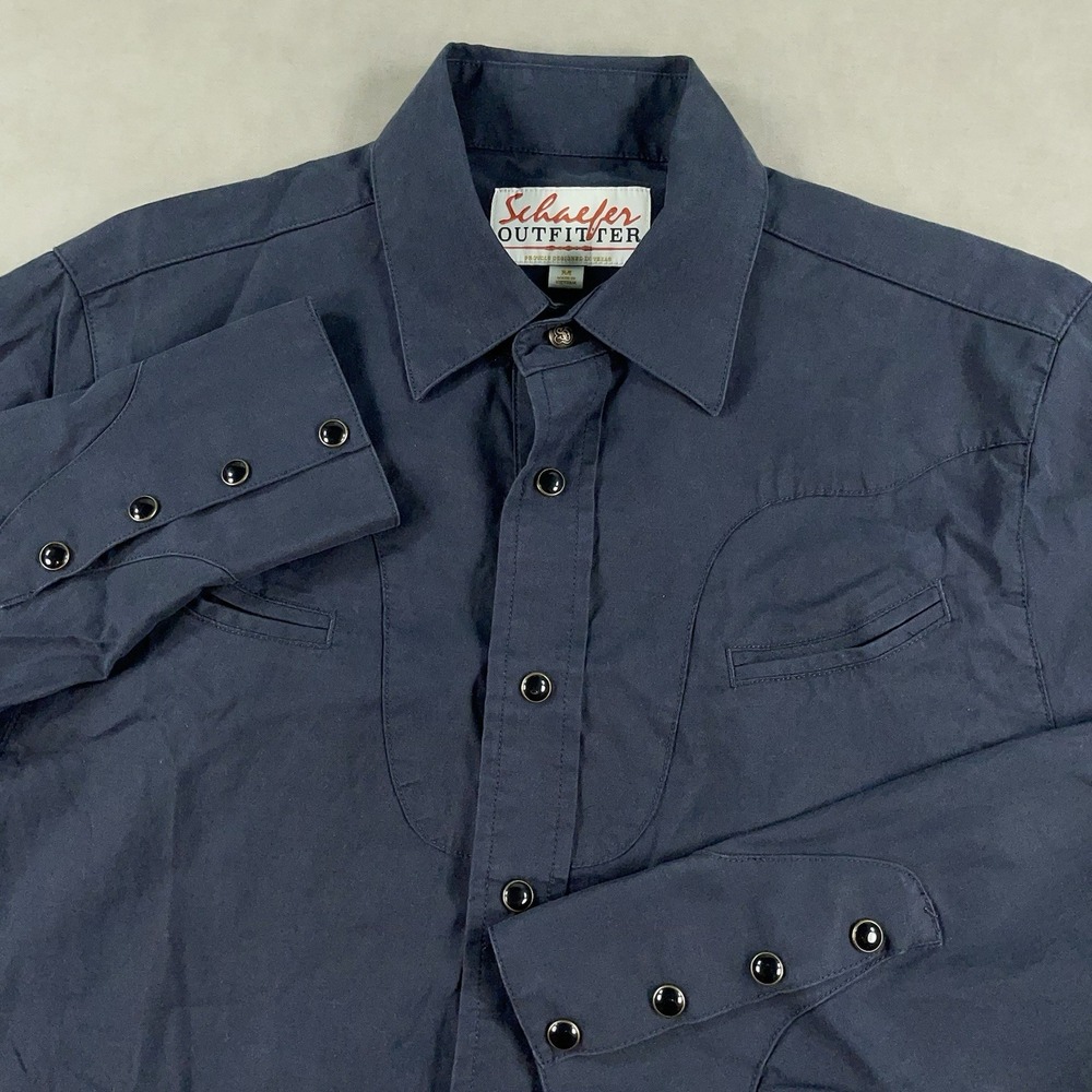 Schaefer Outfitter Shirt Mens‎ Medium Dark Gray Western Pearl Snap
